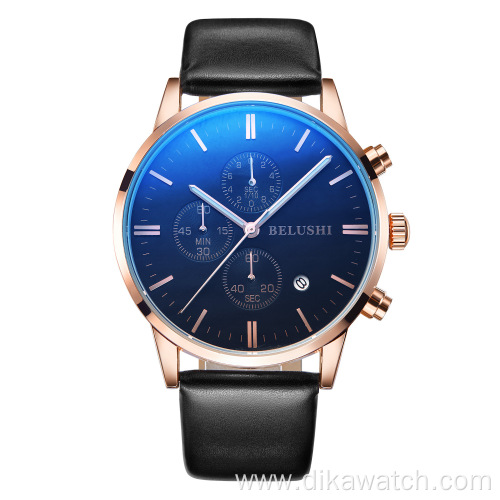 BELUSHI Top Brand Men Watch Luxury Stainless Steel Fashion Blue Quartz Watches Wrist Men Waterproof Wristwatch 2021 Newest